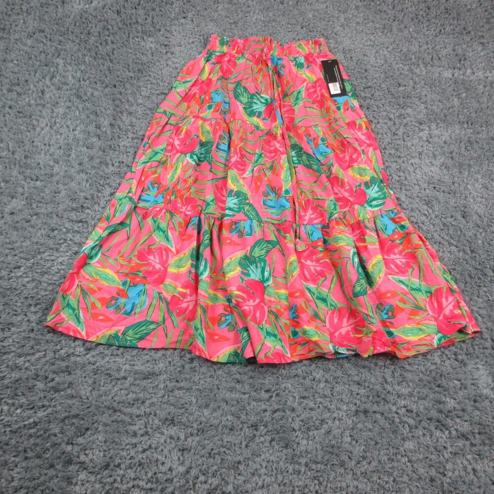 Dress Forum Skirt Womens Small Tropical Floral Tiered Elastic Waist Boho NWT